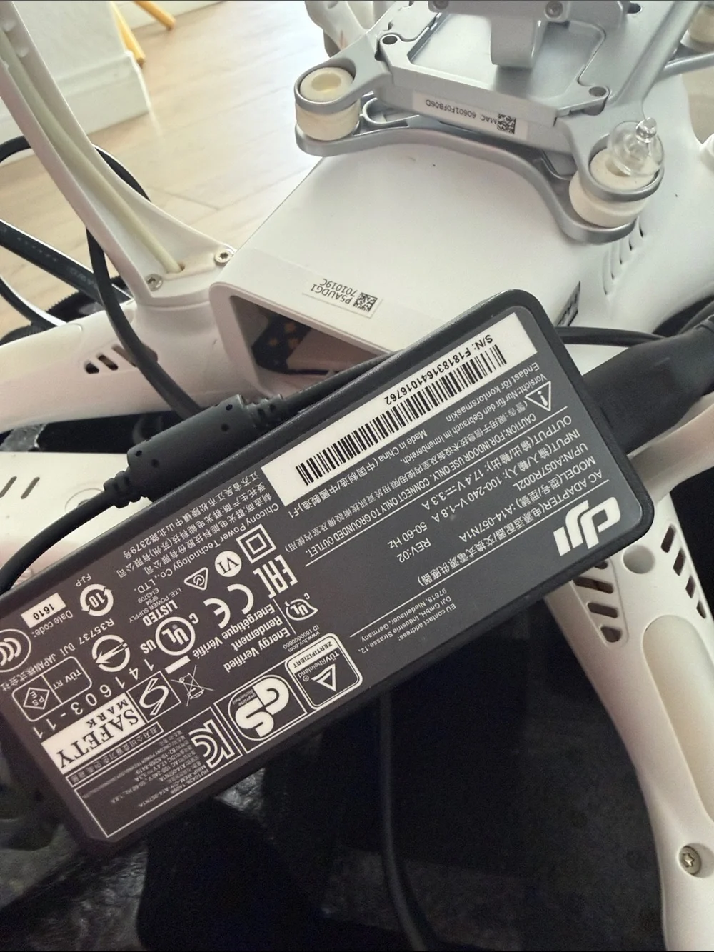 DJI White Drone with Red Accents and White Controller